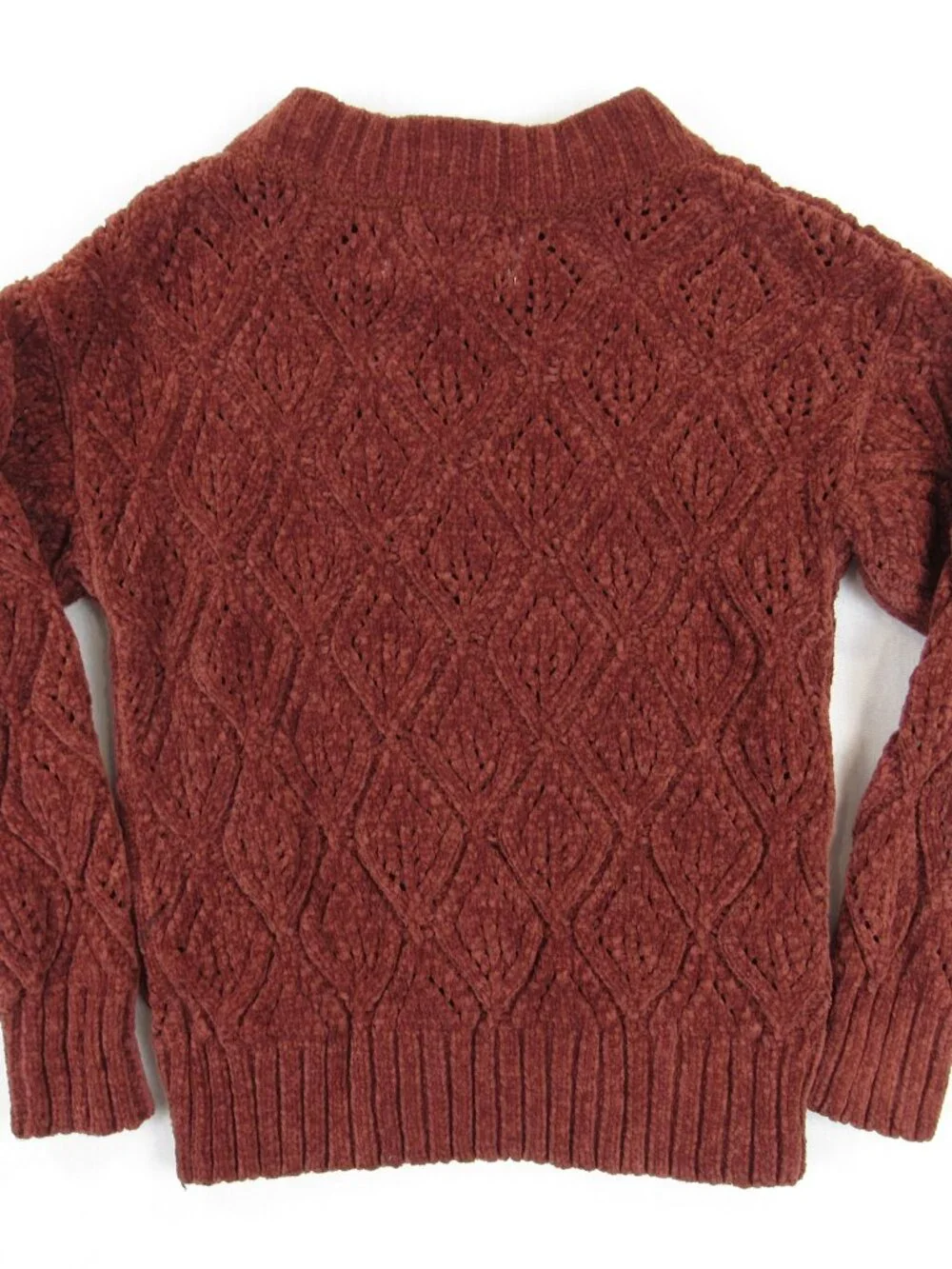 Old Navy Chenille Knit Sweater Girl's 5T Mock Neck Diamond Weave Ribbed Waist